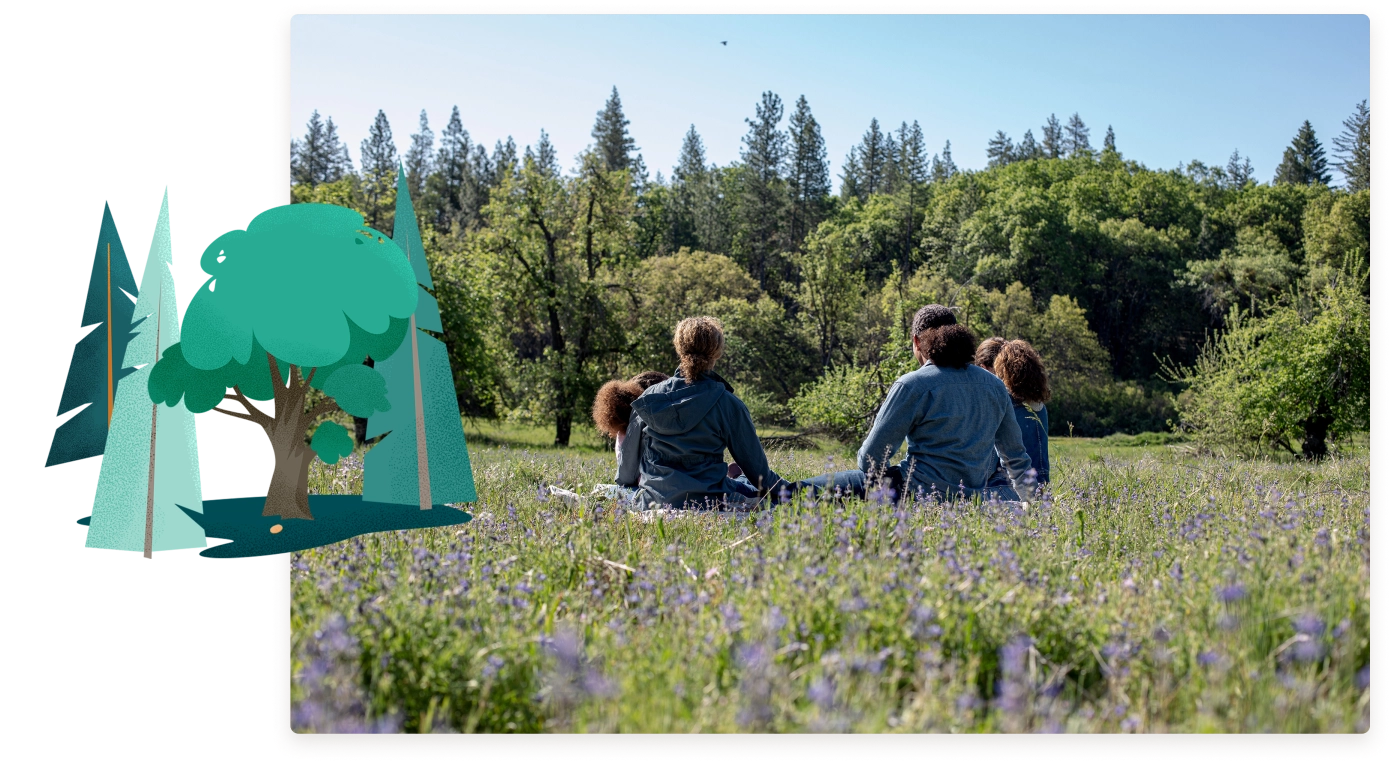 Family sits in Memorial Forest